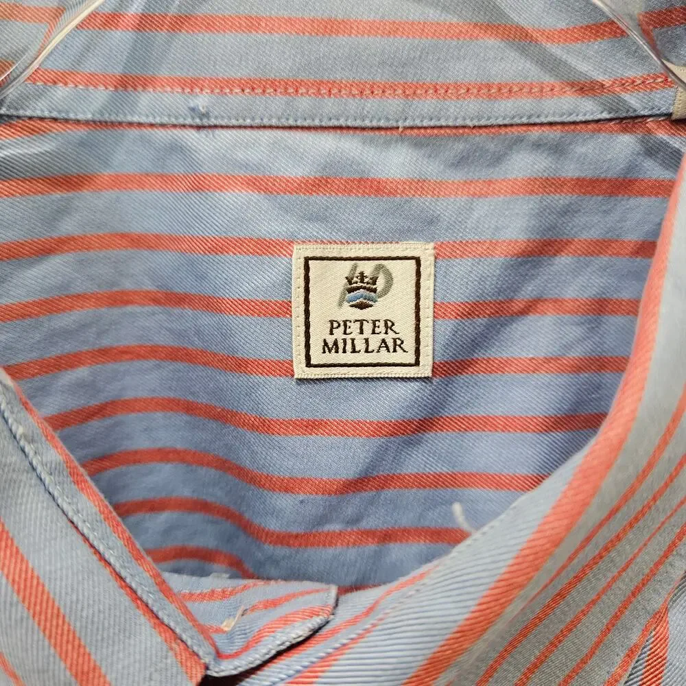 Men's Peter Millar Long Sleeve Botton Down Dress Shirt, Size XXL - Picture 2 of 8